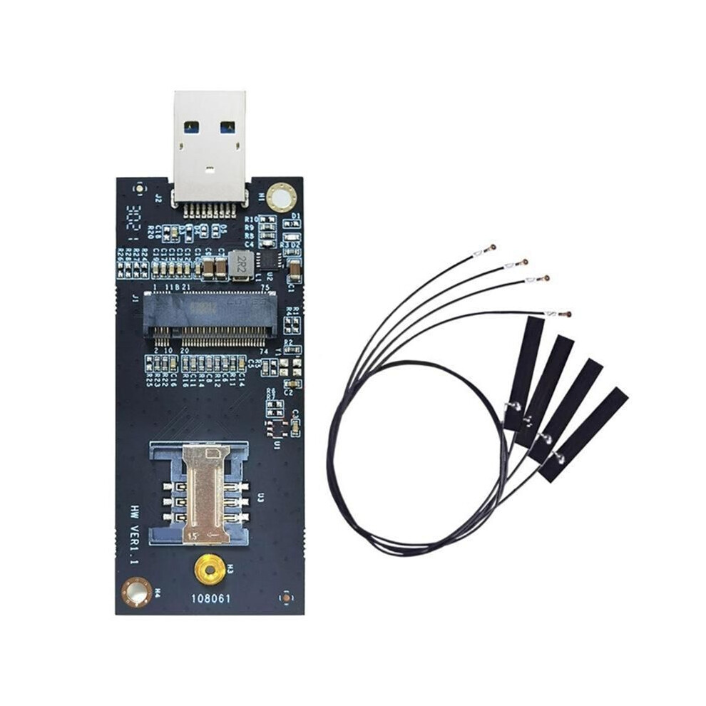 Ngff Key-B To Usb 3.0 Adapter Card With Sim Slot Wwan Module To Usb With Antenna Supports 3G/4G/5G Network Card 6032296748001