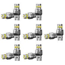 14Pcs Car T20 7440 W21W LED Canbus Reverse Lights 7443 LED Bulb Tail Brake Signal Lights 6000K Super Bright Lamp