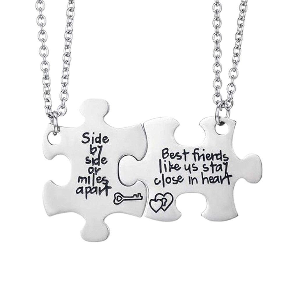 Best Friends Side By Side Or Miles Apart Best Friend Necklaces Set Heart Best Friend Gifts For Teen Girls Bff Friendship Necklaces Silver 6032462105805