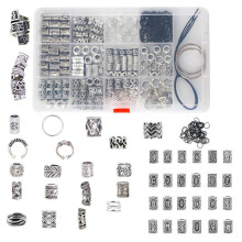 180 Pezzi Misti Dreadlocks Perline Tubo Dread Locks Spille Polsini nel Metallo Anelli Accessori Capelli Treccia Estensione Dei Capelli Gioielli
