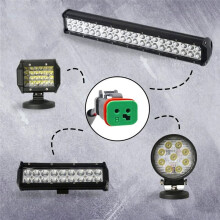 2 Lead 4 In1 Deutsch Dual Outputs DT DTM Female Connector Socket Adapters for LED Fog Light LED Pod Lights LED Light Bar