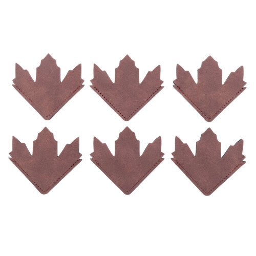 6PCS PU Leather Maple Leaf Bookmarks Cute Page Corner Handmade Book Marks for Reading Lovers