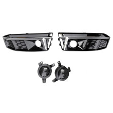 Front Bumper Fog Light Grille Fog Lamp Frame for A4 S- S4 B9 2017-2018 Chrom