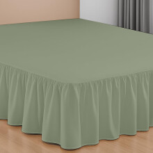 Bed Skirt Queen 16 Inch Drop Ruffled Design with Split Corners Wrinkle Resistant Sage