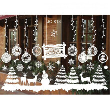 (White Ball)Merry Christmas Wall Stickers Window Glass Decals Home Room Xmas New Decor Year