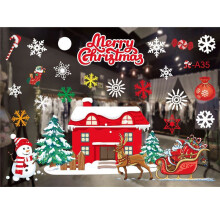 (Red House)Merry Christmas Wall Stickers Window Glass Decals Home Room Xmas New Decor Year
