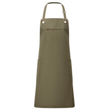 (One Size, Olive/Chestnut) Premier Unisex Adult Barley Sustainable Contrast Stitching Full Apron