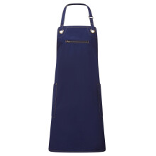 (One Size, Navy/Camel) Premier Unisex Adult Barley Sustainable Contrast Stitching Full Apron