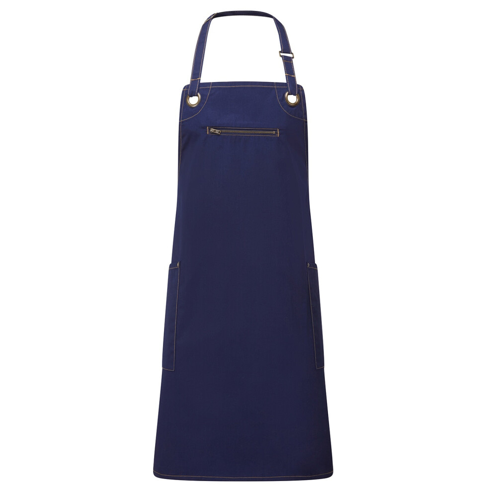 Premier (One Size, Navy/Camel) Unisex Adult Barley Sustainable Contrast Stitching Full Apron