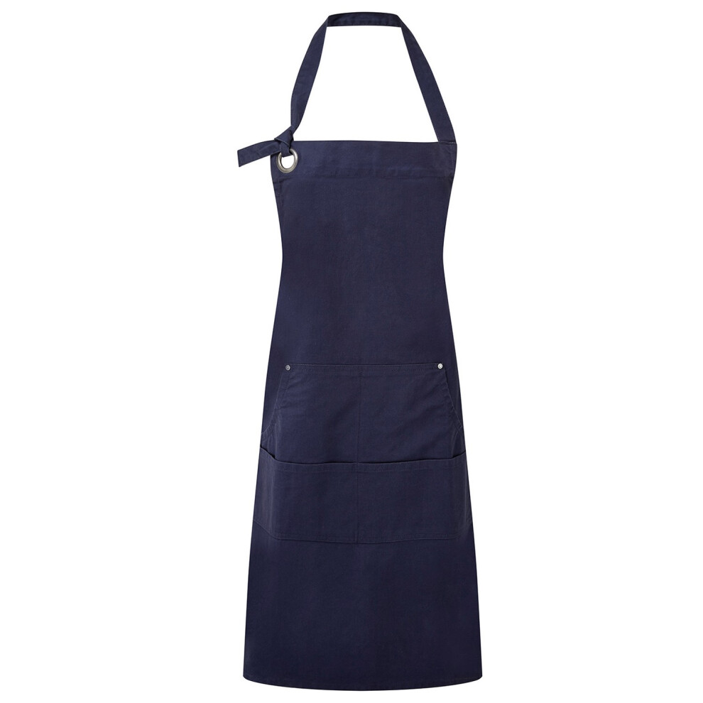 Premier Unisex Adult Cotton Canvas Pocket Apron - Navy - Image 2