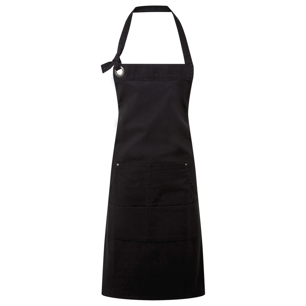 Premier Unisex Black Adult Cotton Canvas Pocket Apron - One Size - Image 3
