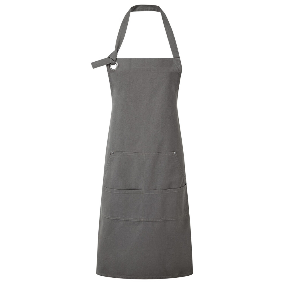 Premier Unisex Adult Cotton Canvas Pocket Apron - Dark Grey - Image 2
