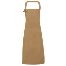 (One Size, Khaki) Premier Unisex Calibre Heavy Cotton Canvas Bib Apron (Pack of 2)
