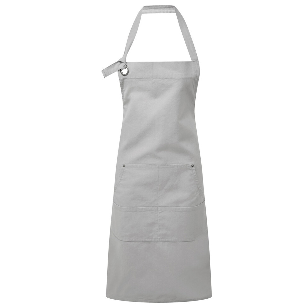 Premier Unisex Adult Cotton Canvas Pocket Apron - Silver - Image 2