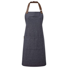 (One Size, Navy) Premier Unisex Adult Annex Oxford Faux Leather Bibbed Full Apron