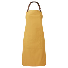 (One Size, Mustard) Premier Unisex Adult Annex Oxford Faux Leather Bibbed Full Apron