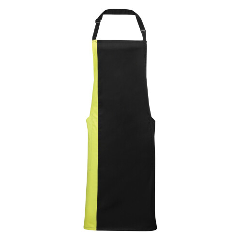 Premier (One Size, Black/ Lime) Premier Unisex Contrast Workwear Bib Apron