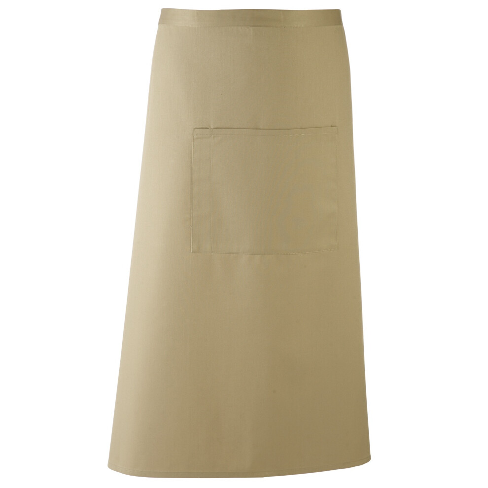 Premier (One Size, Khaki) Unisex Colours Bar Apron / Workwear (Long Continental Style)