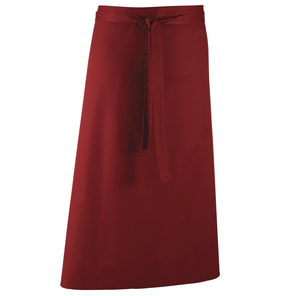 (One Size, Burgundy) Premier Unisex Colours Bar Apron / Workwear (Long Continental Style) 5055805343055