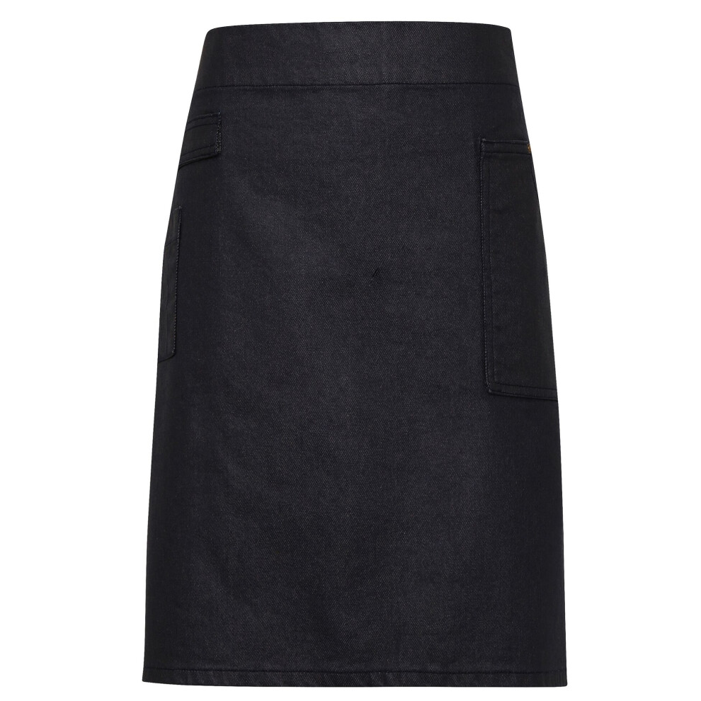 (One Size, Indigo/Brown Denim) Premier Unisex Adults Division Waxed Look Denim Waist Apron 5057819320183