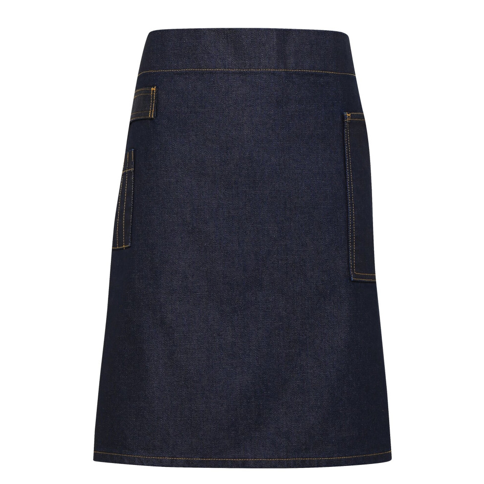 (One Size, Indigo Denim) Premier Unisex Adults Division Waxed Look Denim Waist Apron 5057819320176
