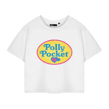 Polly Pocket Womens/Ladies Retro Logo Cropped Short-Sleeved T-Shirt