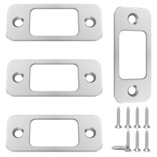 4Pcs Satin Nickel Deadbolt Strike Plate Round Corner with Screws for Enhanced Door Security