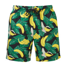 (XL, Black/Yellow) Wombat Mens Banana All-Over Print Swim Shorts