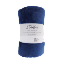 (One Size, Navy) Ribbon Eskimo Style Polyester Dog Blanket