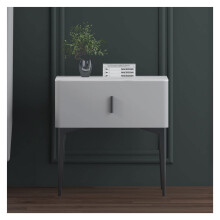 Modern Nordic Bedside Table with Drawer Marble Nightstand for Bedroom and Living Room Storage