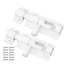 2Pcs 2 Inch White Aluminum Alloy Slide Bolt Latch, Heavy Duty Rust Resistant Door and Gate Lock