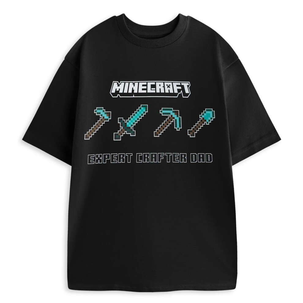 Minecraft Mens Expert Crafter Dad Short-Sleeved T-Shirt Black