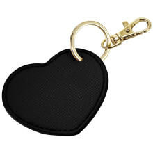 (7cm x 6cm, Black) Bagbase Boutique Heart Leather-Look PU Keyclip