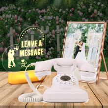 Vintage Wedding Phone Audio Guest Book with Easy Voice Recording USB Transfer White