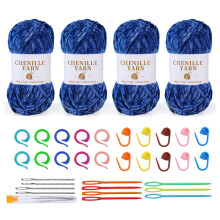 Fil à crochet doux avec aiguille à tricoter-Ensemble chenille 2
