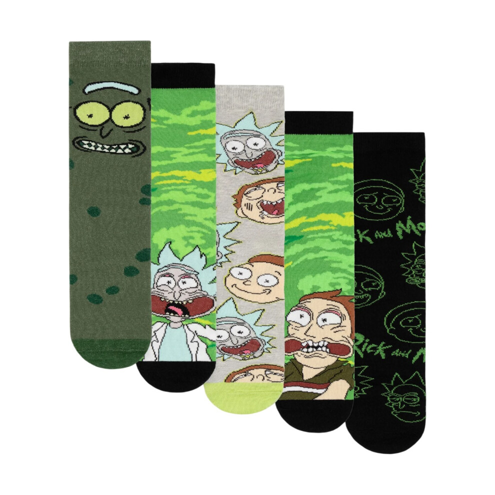 Rick And Morty Mens Character Calf-Length Socks (Pack Of 5) Multicoloured