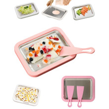 Rolled Ice Cream Maker Kit with Upgraded Cooling, No Electricity, DIY Pan for Home Fun (Pink)