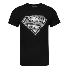 Superman Official Mens Distressed Silver Logo T-Shirt