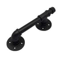 Black Iron Barn Door Handle 280mm Rustic Industrial Sliding Door Pull Solid Iron Cabinet Hardware