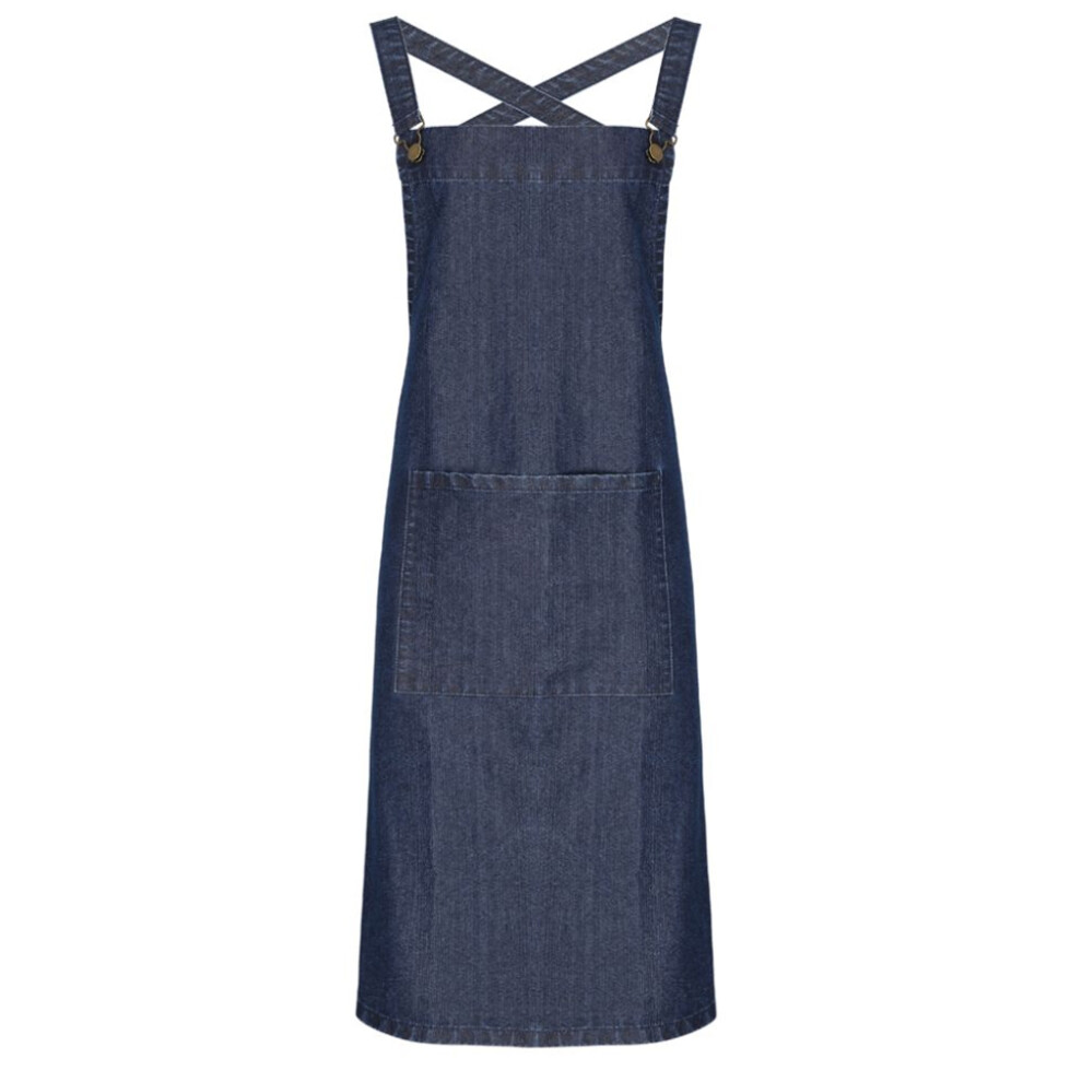 Premier Unisex Indigo Barista Polycotton Cross Back Full Apron In - Image 3