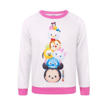 (7-8 Years, White/Hot Pink) Tsum Tsum Girls Sweatshirt