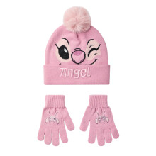 Lilo & Stitch Girls Face Angel Beanie & Gloves Set