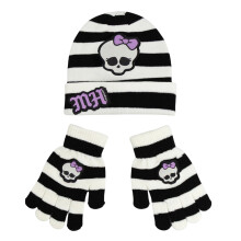Monster High Girls Skullette Beanie & Gloves Set
