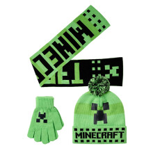 Minecraft Boys Creeper Hat Gloves And Scarf Set (Pack of 3)