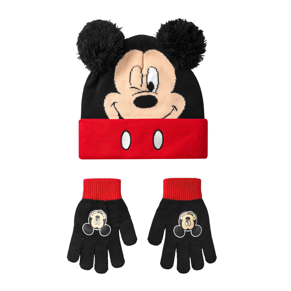 Disney Boys Mickey Mouse Beanie & Gloves Set