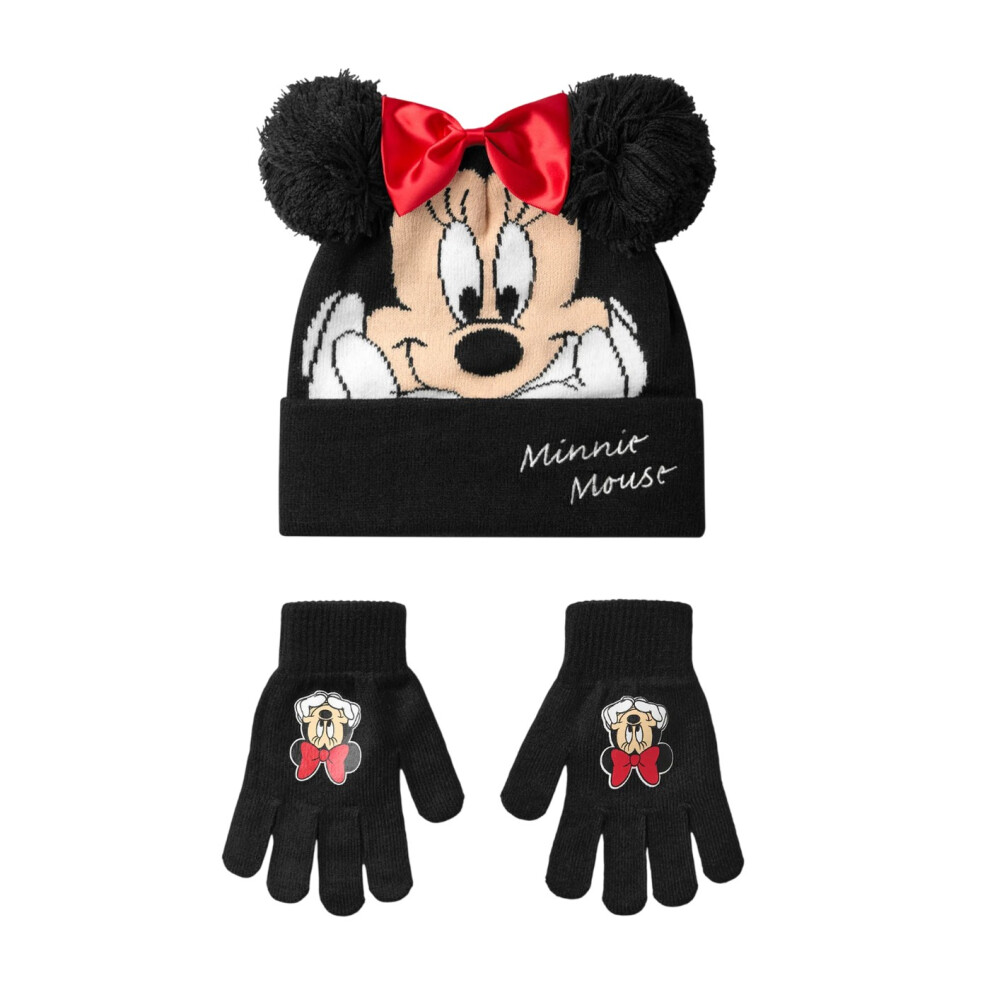 Disney Girls Minnie Mouse Beanie & Gloves Set