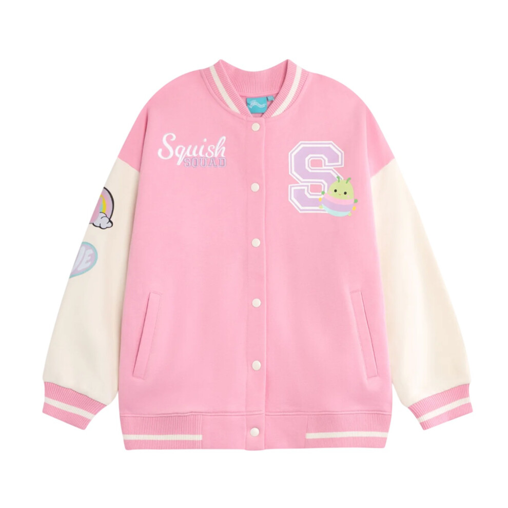 Squishmallows (5-6 Years, Pink Solid) Girls Squish Squad Varsity Jacket
