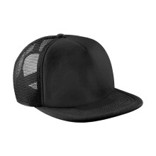 (One Size, Black/Black) Beechfield Junior Vintage Snapback Mesh Trucker Cap / Headwear