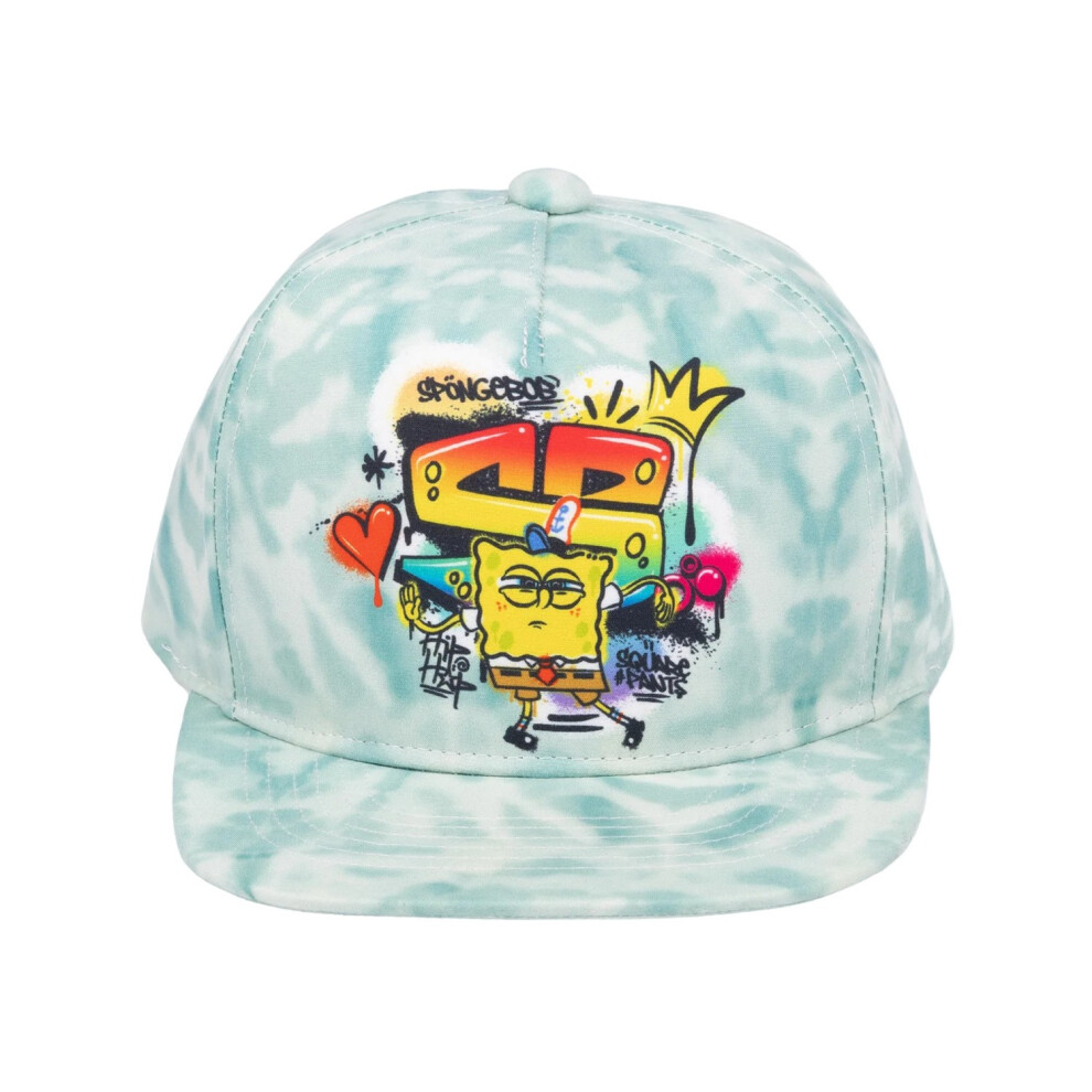 New Spongebob Squarepants Boys Tie Dye Snapback Cap Blue