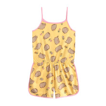 (11-12 Years, Yellow) Pusheen Girls Spring Floral Sleeveless Playsuit